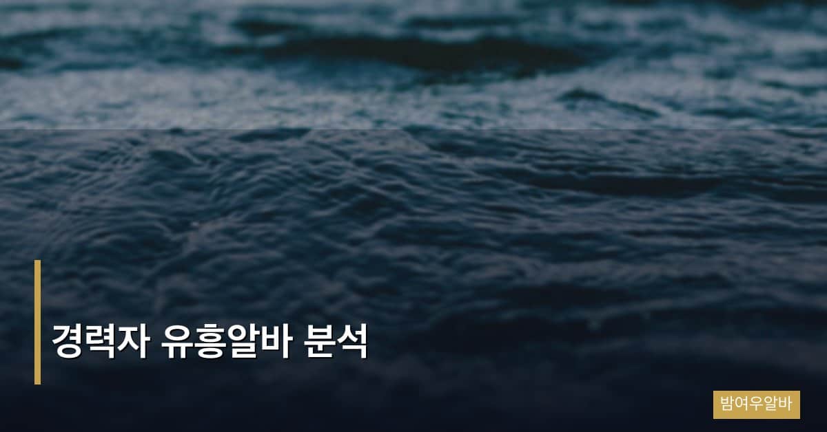 경력자 유흥알바 분석, 2년 이상 베테랑이 알아야 할 수입 최적화 전략