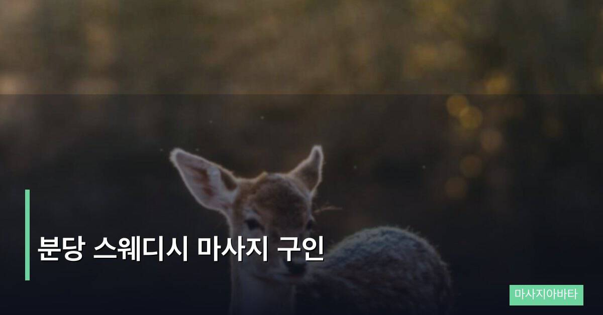 분당 스웨디시 마사지 구인