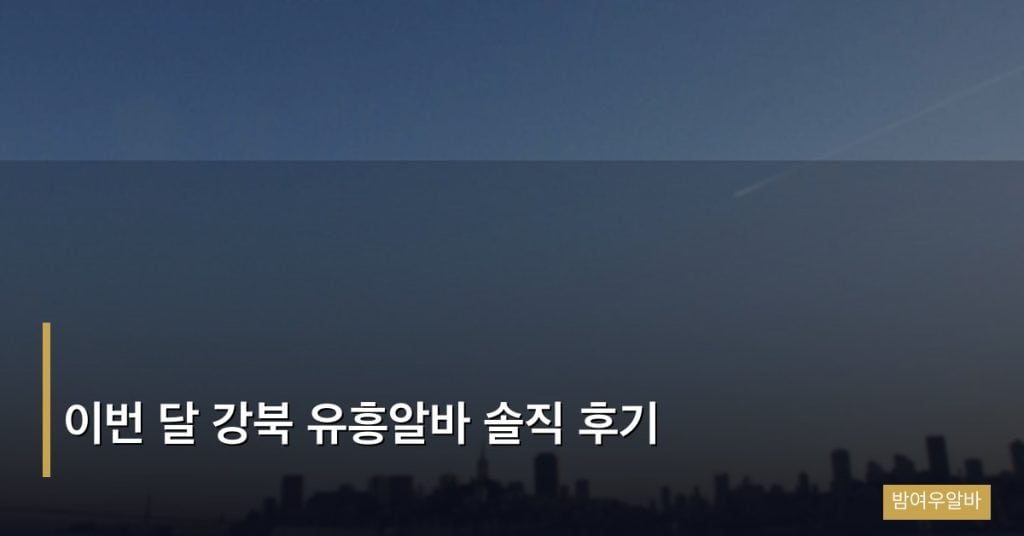 이번 달 강북 유흥알바 솔직 후기