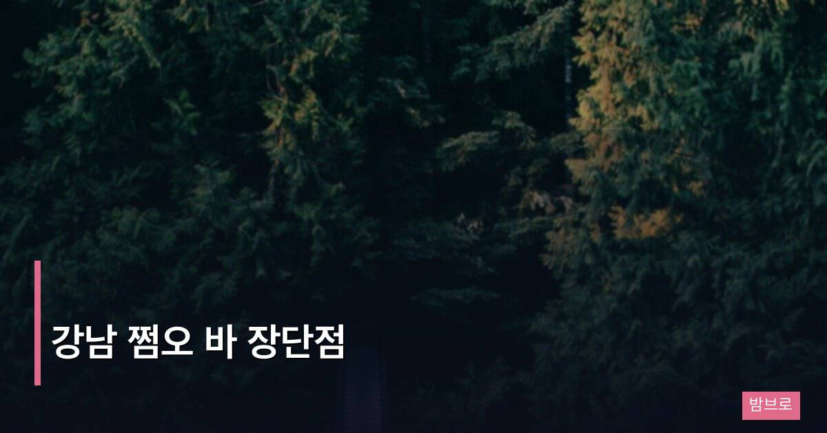 강남 쩜오 바 장단점