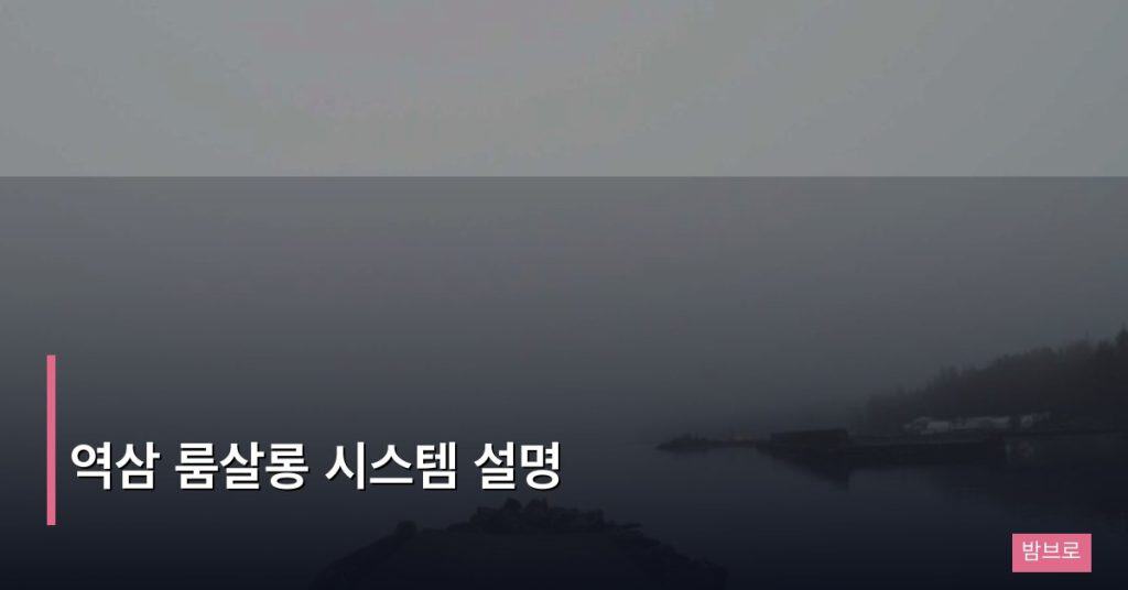 역삼 룸살롱 시스템 설명