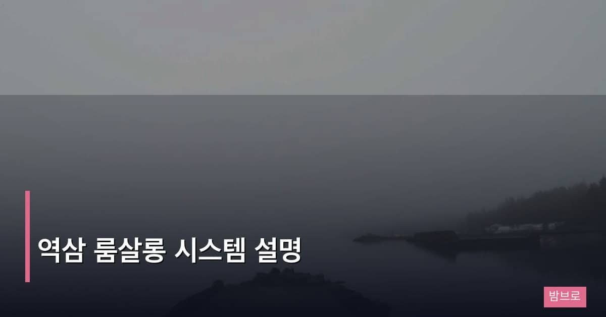 역삼 룸살롱 시스템 설명