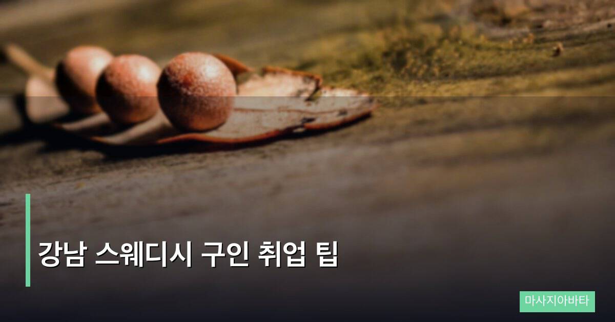 강남 스웨디시 구인 취업 팁