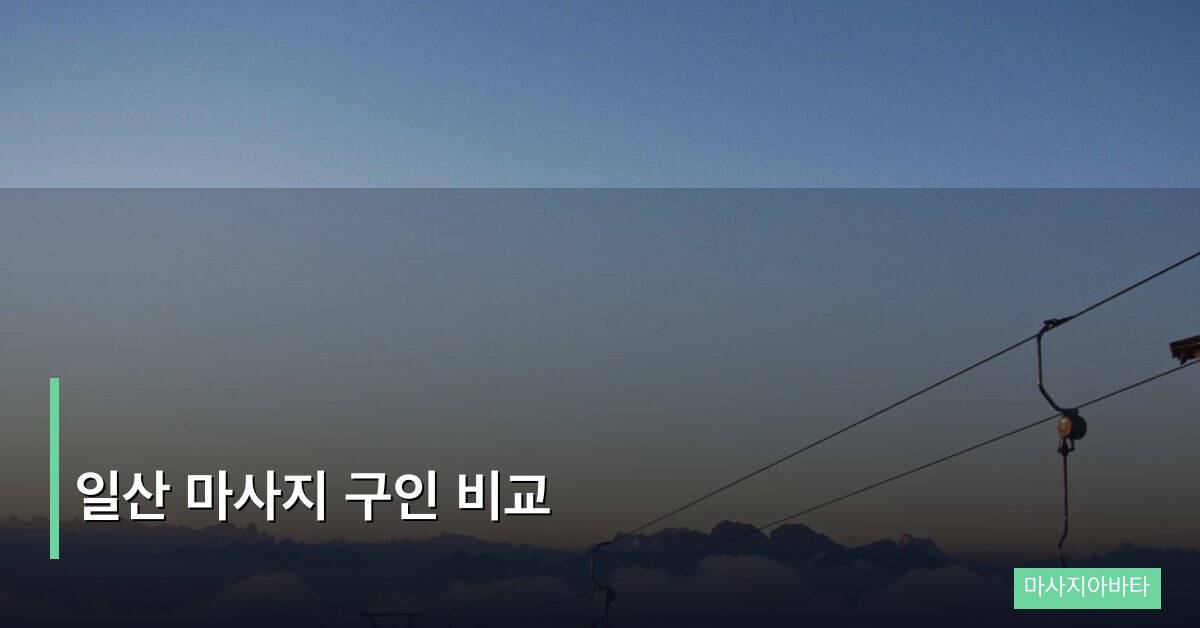 일산 마사지 구인 비교