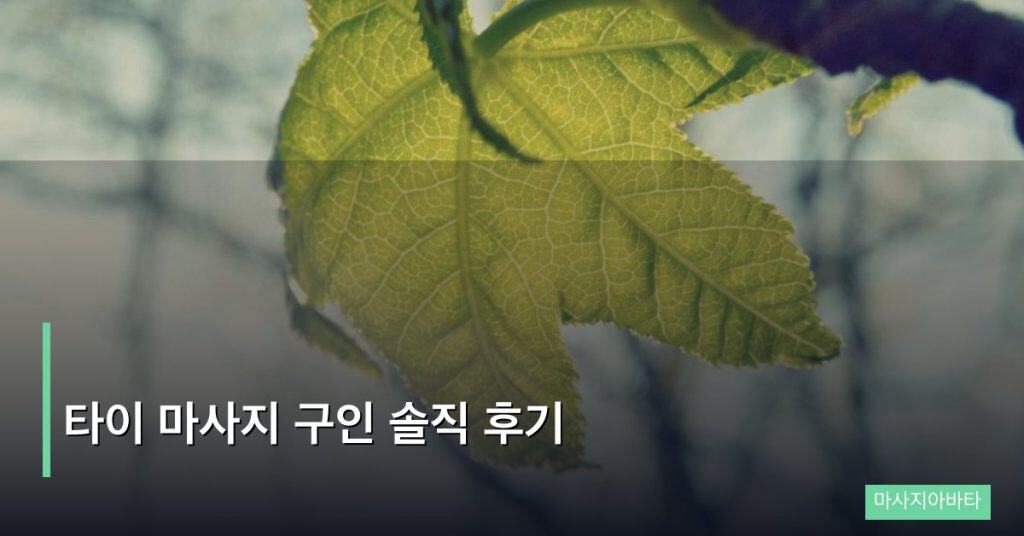 타이 마사지 구인 솔직 후기
