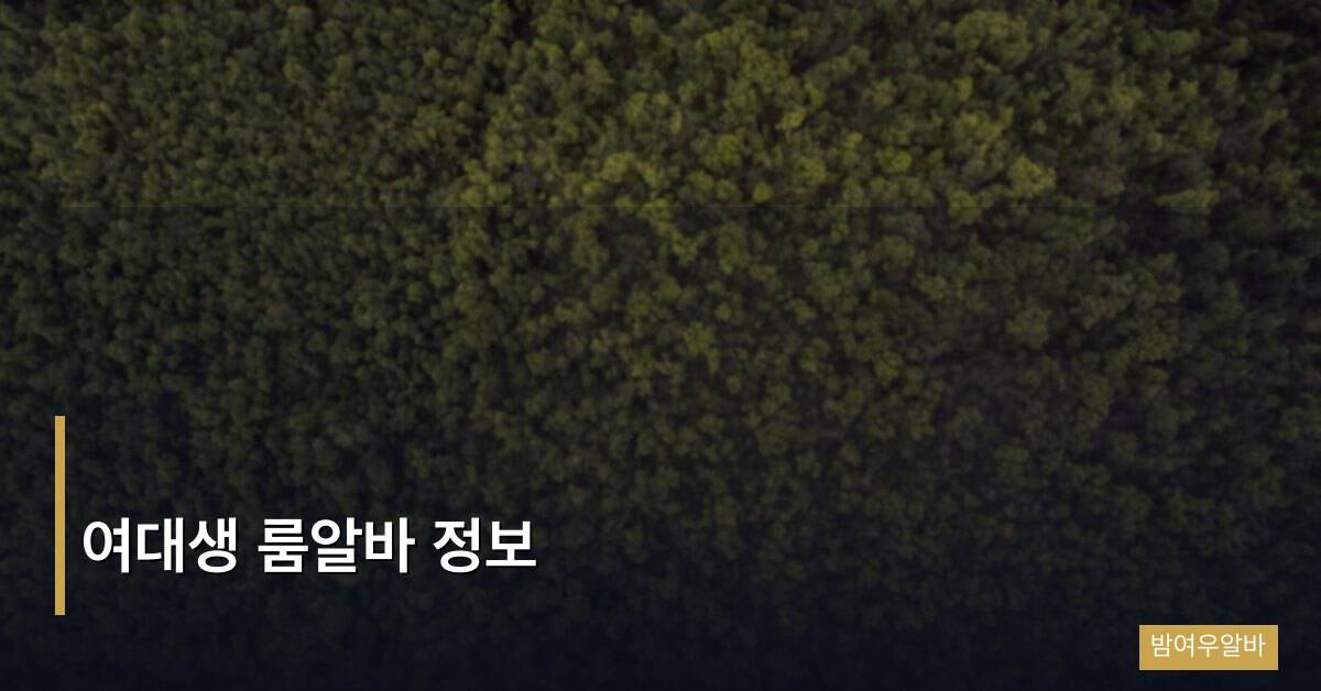 여대생 룸알바 정보