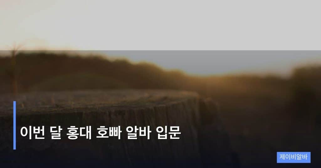 이번 달 홍대 호빠 알바 입문