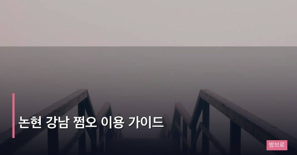 논현 강남 쩜오 이용 가이드